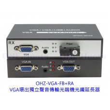 OHZ-VGA-FB+RA VGA環出獨立聲音傳輸光端機光纖延長器 VGA網路線延長器傳輸單纖 1對 高清視頻光端機vga轉光纖延長器 單芯光纖延長器 SC接口
